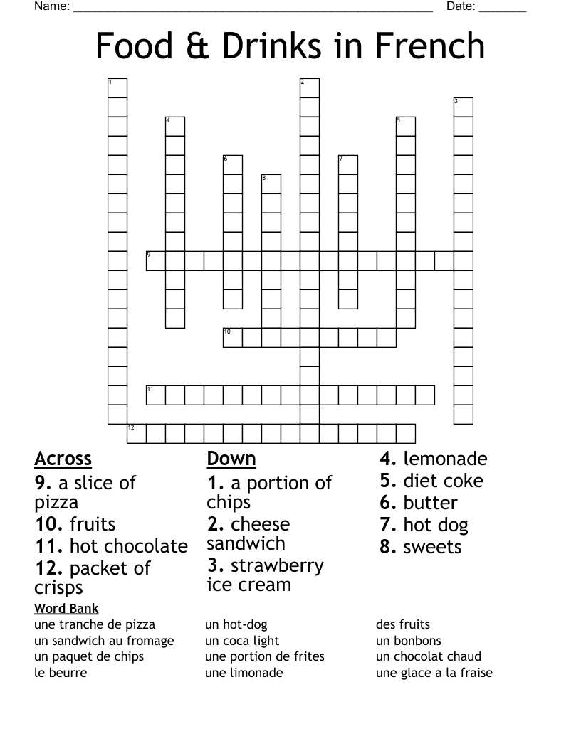 French Menu Challenge: Try this Fun Word Crossword