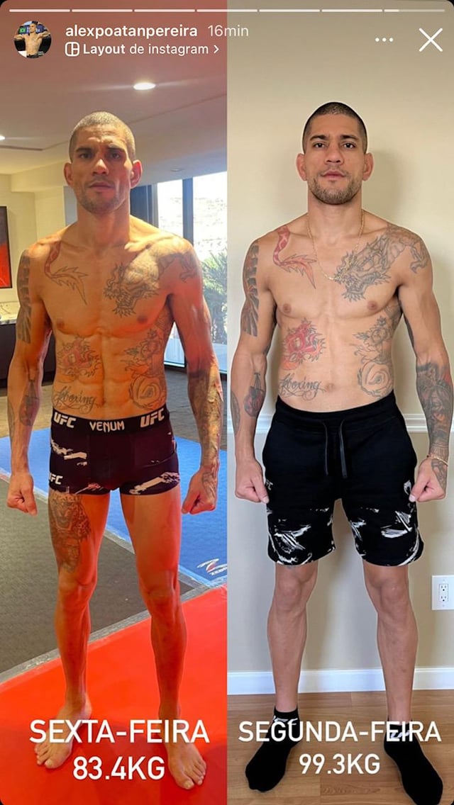 Crazy! Alex Pereira Walk Around Weight Gains Over 25 Pounds