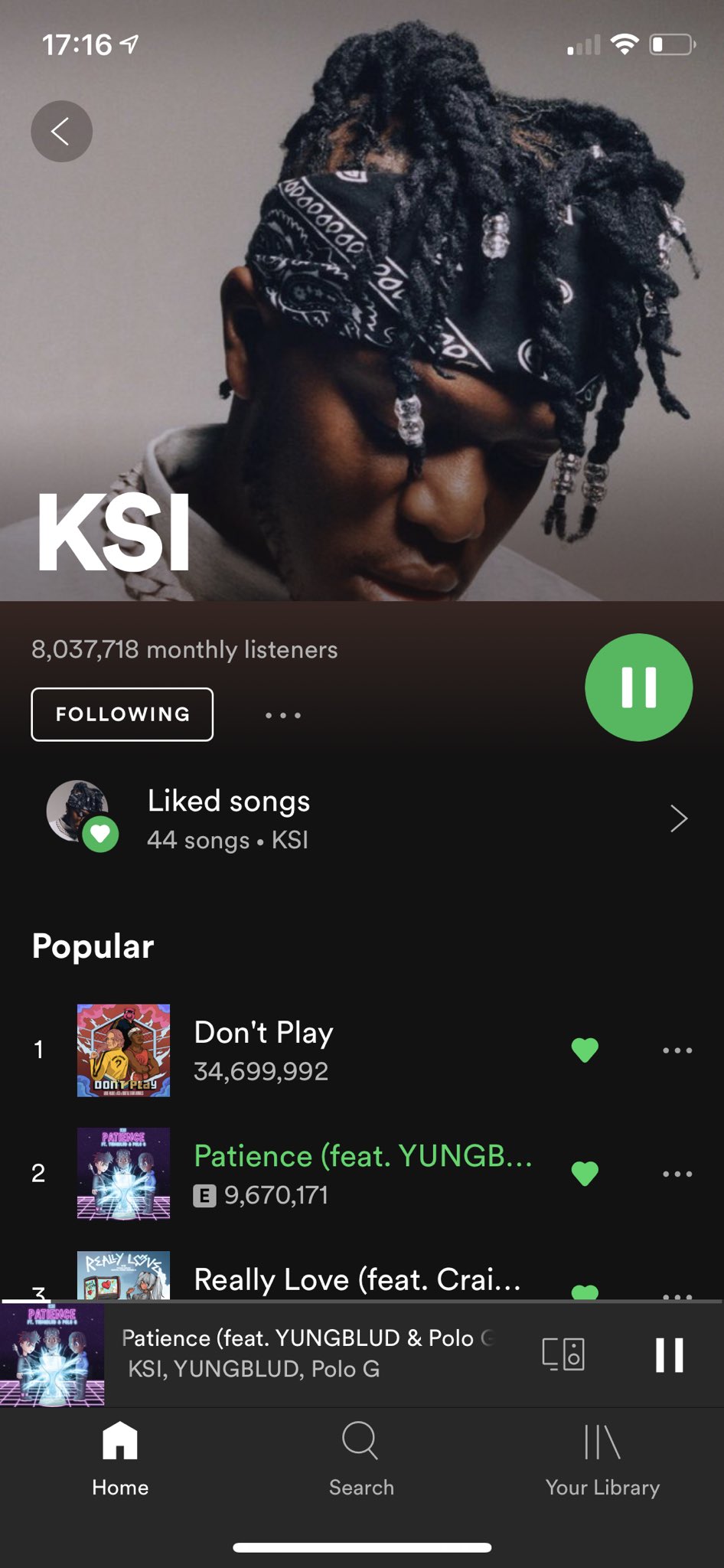 ksi peak monthly listeners Check out the peak number of KSI fans.